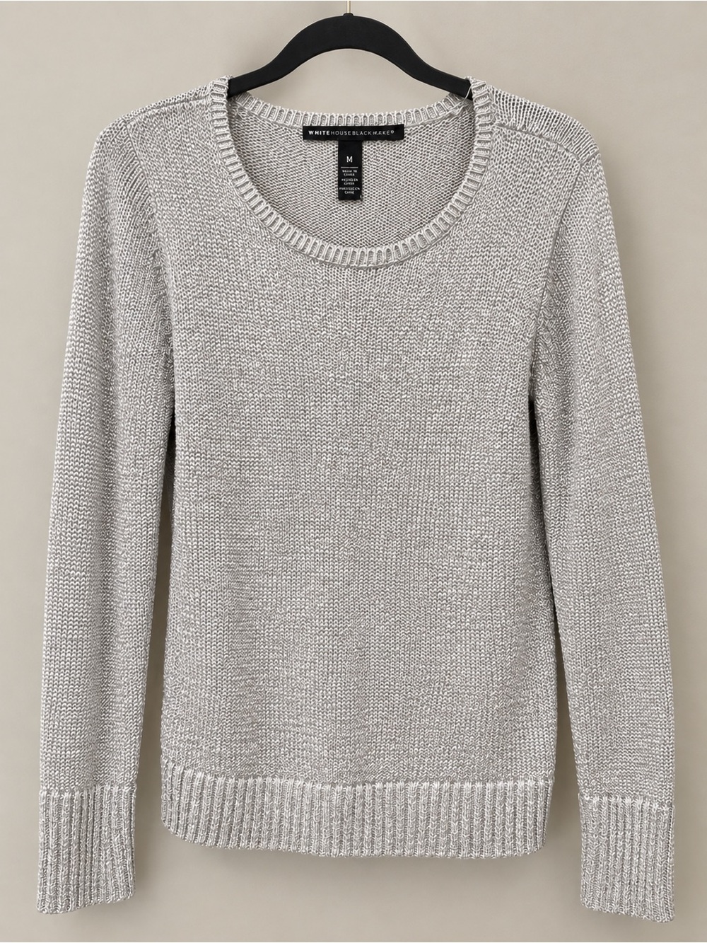 White House Black Market Silver Metallic Shimmer Knit Sweater Size M